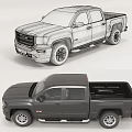 Gray GMC Crew Cab Pickup Truck With Alloy Wheels And Brand Logo 3d model