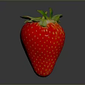 Juicy Red Strawberry With Fresh Green Leaves On Shiny Dark Background