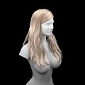 Detailed 3D Female Game Movie Character With Long Blonde Hair Bust