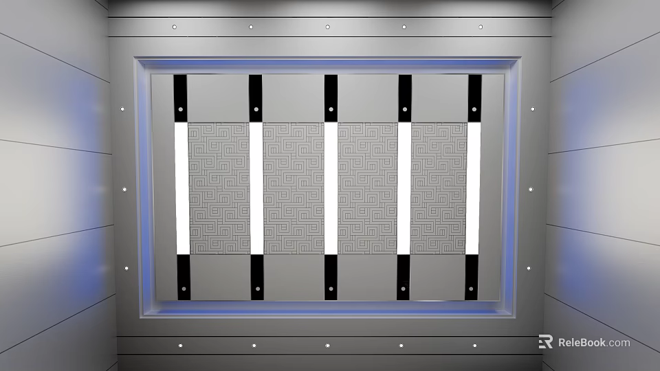 Modern Ceiling Design With Geometric Pattern Panels And LED Strip Lights 3d model 