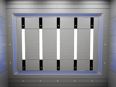 Modern Ceiling Design With Geometric Pattern Panels And LED Strip Lights 3d model
