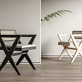 Modern Dining Chairs With Crossed Leg Design Black And Light Wood In Minimalist Interior