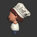 Cartoon Chef Character With White Chef Hat Brown Mustache Blue Pants And Outstretched Arms