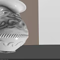 Elegant White Ceramic Vase With Intricate Embossed Patterns And Rope Edge Decoration 3d model