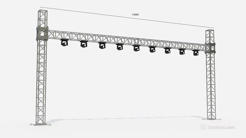 Heavy Duty Stage Lighting Truss System With Metal Structure And Multiple Lights 3d model 