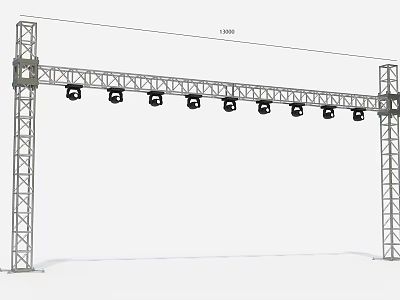 Heavy Duty Stage Lighting Truss System With Metal Structure And Multiple Lights 3d model