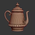 Vintage Silver Teapot With Decorative Engraved Patterns And Ornate Lid And Base