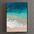 Seascape Landscape Painting With Turquoise Clear Sea Water Golden Sand Beach And White Crashing Waves