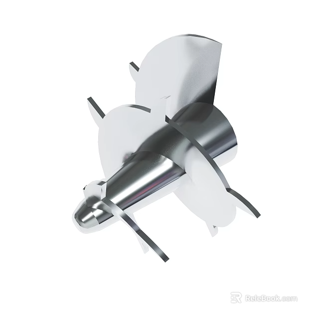 Stainless Steel Mechanical Component With Blades And Polished Surface Finish 3d model 