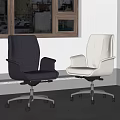 Two Modern Office Chairs Navy Blue And White With Armrests And Wheels