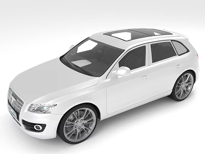 White SUV Car With Panoramic Sunroof And Silver Wheels 3d model
