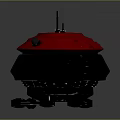 Red Top Black Body Spacecraft With Antenna And Base Structure For Space Exploration