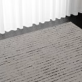 Modern Stylish Square Carpet With Light Gray And Black Striped Pattern On Dark Wooden Floor