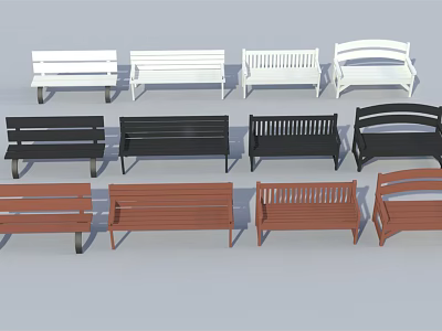 Outdoor Benches With Various Styles And Color Options Including White Black Brown 3d model