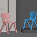 Pink And Blue Plastic Children's Chairs With Simple Ergonomic Design For Kids
