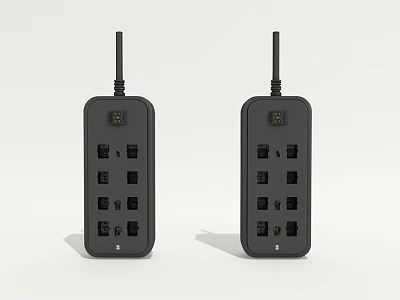Two Black Power Strips With Multiple Outlets For Home Daily Electrical Use 3d model