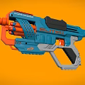 Blue and Orange Commander Slitex Toy Gun With Triple Barrel Ergonomic Grip