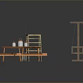 Wooden Outdoor Living Furniture Set With Swing Table Bench Ladder And Containers