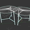 Modern Round Dining Table Set with Black and Light Marble Tabletops and Black Metal Legs