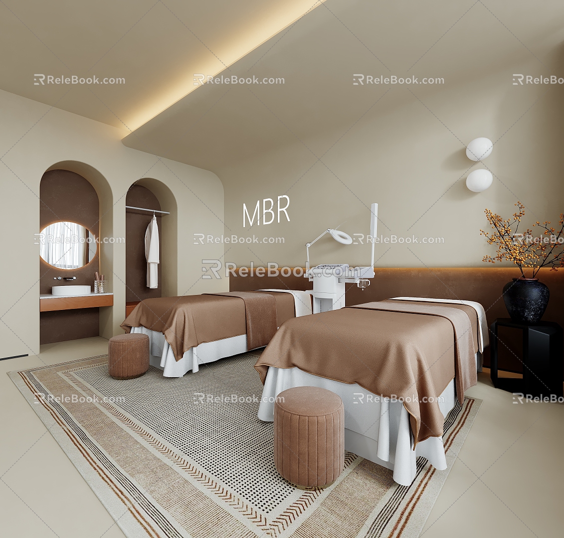 Beauty Salon SPA Room Massage Bed Carpet Beauty Equipment Vase Dried Ornaments 3d model