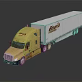 Yellow Semi Truck Cab With White Trailer And Bison Transport Logo