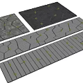 Gray Black Stepping Stones With Cracked Striped Patterns And Grass In Gaps For Gardens