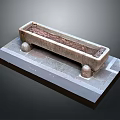 Stone Rectangular Trough Decorative Piece With Spherical Bases On Platform Base