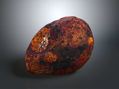 Natural Wooden Stone Material with Red Brown Surface Black Spots and Glossy Rounded Shape 3d model