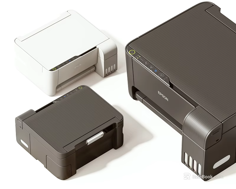 Modern Office Appliances With Stylish Designs Including Multiple Printer And Scanner Models 3d model