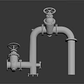Silver Industrial Pipes With Mechanical Valves And Metal Structure Design
