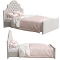 Jane Europe creamy-white fabric girl bed 3d model