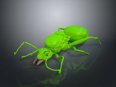 Green Shiny Ant 3D Model With Detailed Body And Legs On Gray Background 3d model