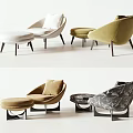 Modern Lounge Chairs In Various Colors With Ottoman And Side Table 3d model
