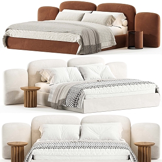 Italian Poliform Double Bed Collection 3d model