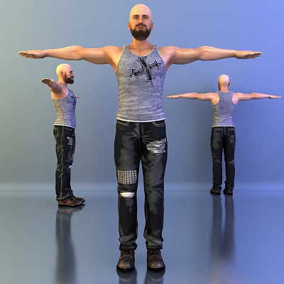 Modern Man Beard Uncle 3d model