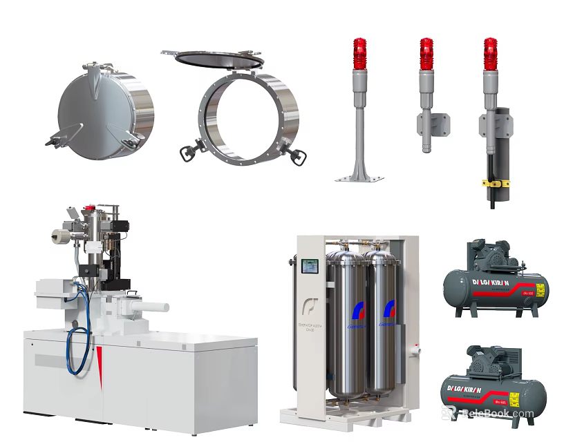 Industrial Equipment Collection Featuring Tanks Valves Compressors And Processing Machines 3d model 