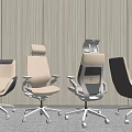 Multiple Modern Office Chairs With Different Colors Adjustable Headrest And Swivel Wheels