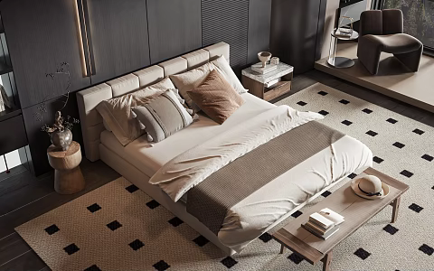 Modern style commodity bed 3d model