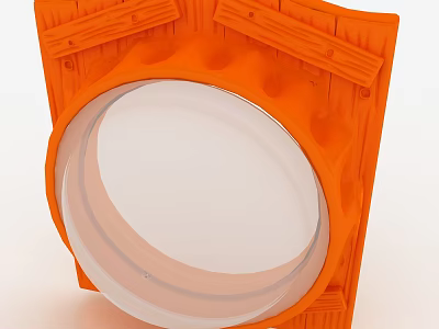 Orange Decorative Mirror With Intricate Frame And Round Glass Surface 3d model