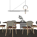 Nordic Dining Table and Chair Combination Dining Table and Chair Combination 3d model