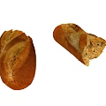Homemade Artisan Bread Loaves Freshly Baked One Whole and Partially Eaten