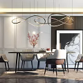 Modern Dining Table and Chair Combination Simple 3d model