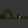 Ancient Ruin Scenery Components with Arch Stone Blocks Steps and Moss Covered Details 3d model