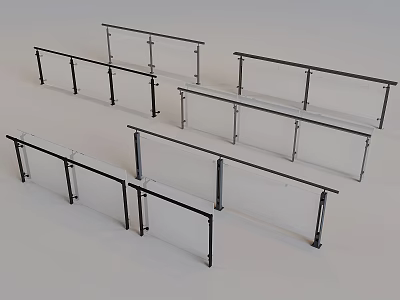 Glass Fence Protective Fence Stairs Glass Railing Guardrail 3d model
