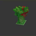 Fresh Pink And Orange Roses In Checkered Vase On Patterned Mat With Dark Background