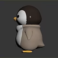 Chubby Cartoon Penguin 3D Model With Gray White Body Yellow Beak And Feet