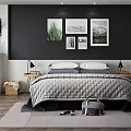 Nordic background double bed combination 3d model