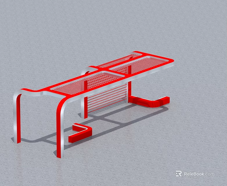 Modern Red And White Swing Door Featuring Grid Design For Contemporary Spaces 3d model