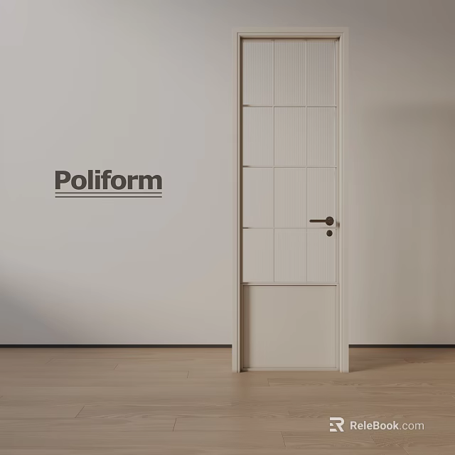 Poliform White Swing Door With Panel Design And Black Handle In Minimalist Interior 3d model