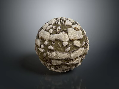 Unique Stone Wood Spherical Decorative Art Piece With Natural Textured Surface 3d model